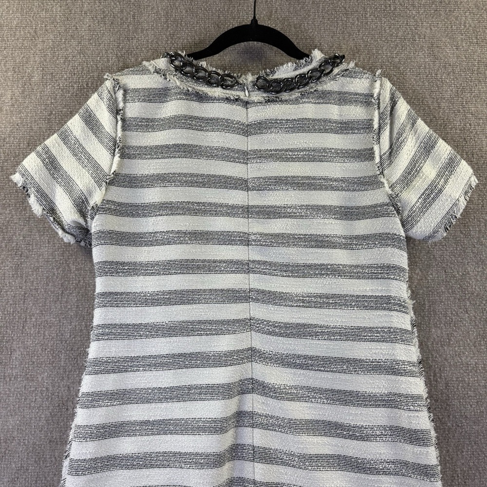 MICHAEL Michael Kors Striped Tweed Metal Chain Neck Shift Dress Size 6 - Picture 5 of 11